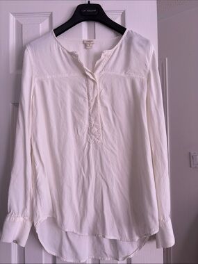 J. Crew Ivory Long-Sleeve Henley Blouse